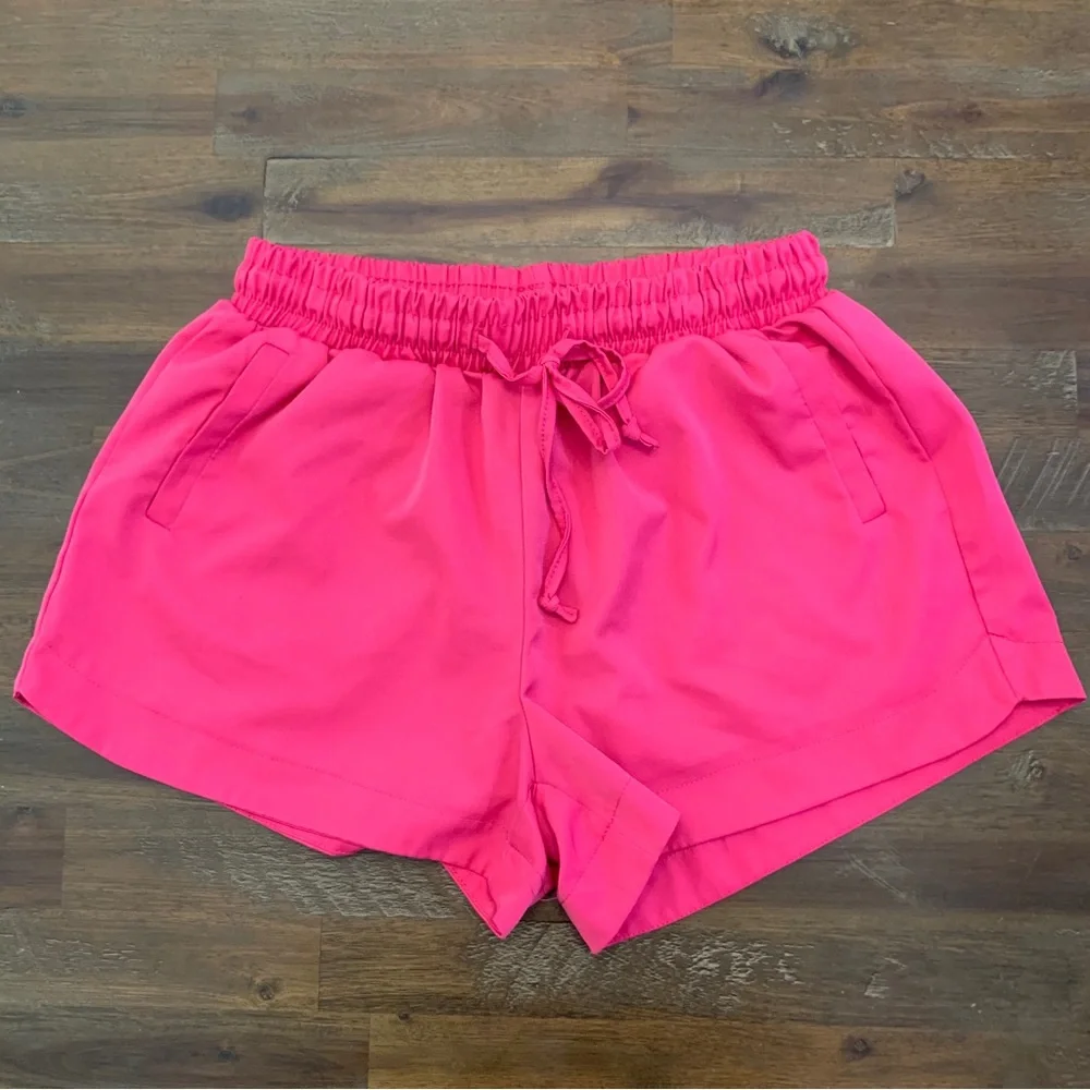 ✅ Shosho dark pink drawstring elastic waisted lounge shorts with pockets